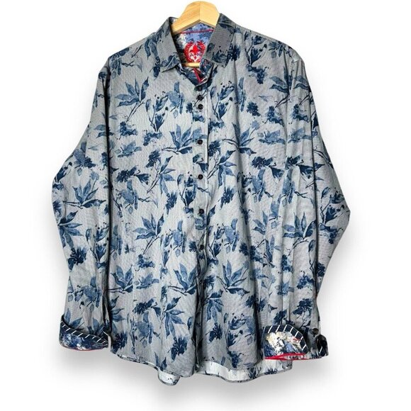 Au Noir Other - Au Noir Button Down Shirt Floral Size 5 Modern Classic Dress Shirt Navy Dryden